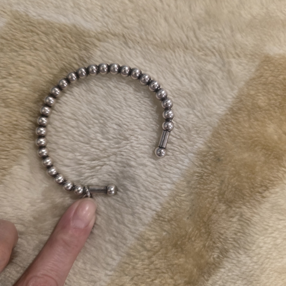Silver Beaded Bracelet With Initial Charm - image 2
